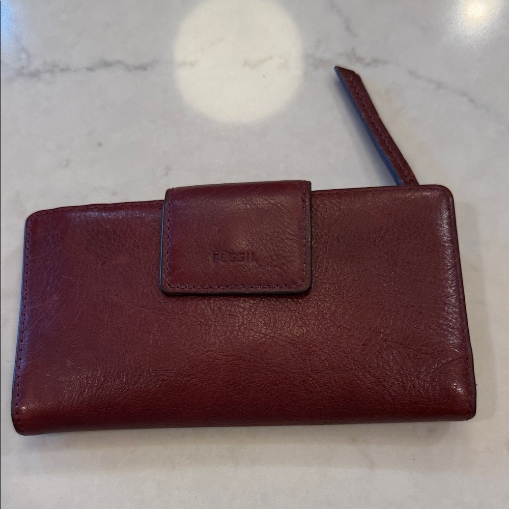 Fossil Emma‎ RFID Tab Clutch Womens Wallet - Cabernet -